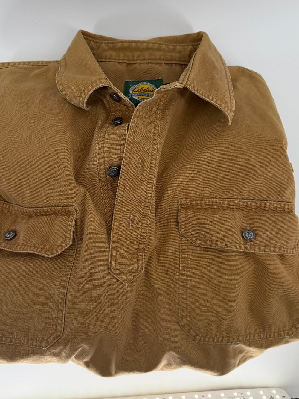 Cabela's Men’s Long Sleeve L Brown Heavy Cotton Pullover Shirt, Casual/ Outdoor